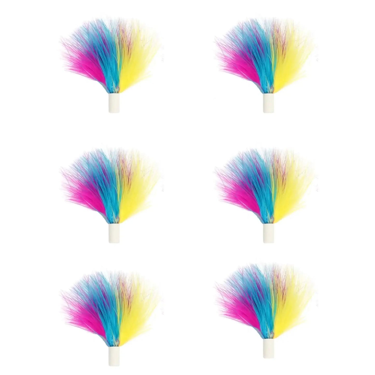 Replacement feathers for INKZOO Smart Whack-A-Mole Cat Toy in vibrant pink, yellow, and blue colors.