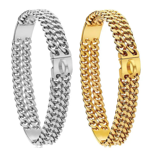Silver and gold chain bracelets showcasing a stylish design for fashion-forward accessories.