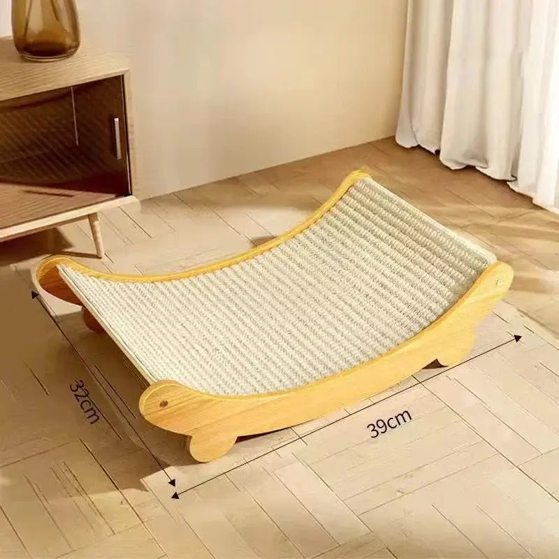 Wooden Cat Scratcher & Bed with sisal surface, ideal for scratching and sleeping, moisture-proof design, 39cm x 32cm.