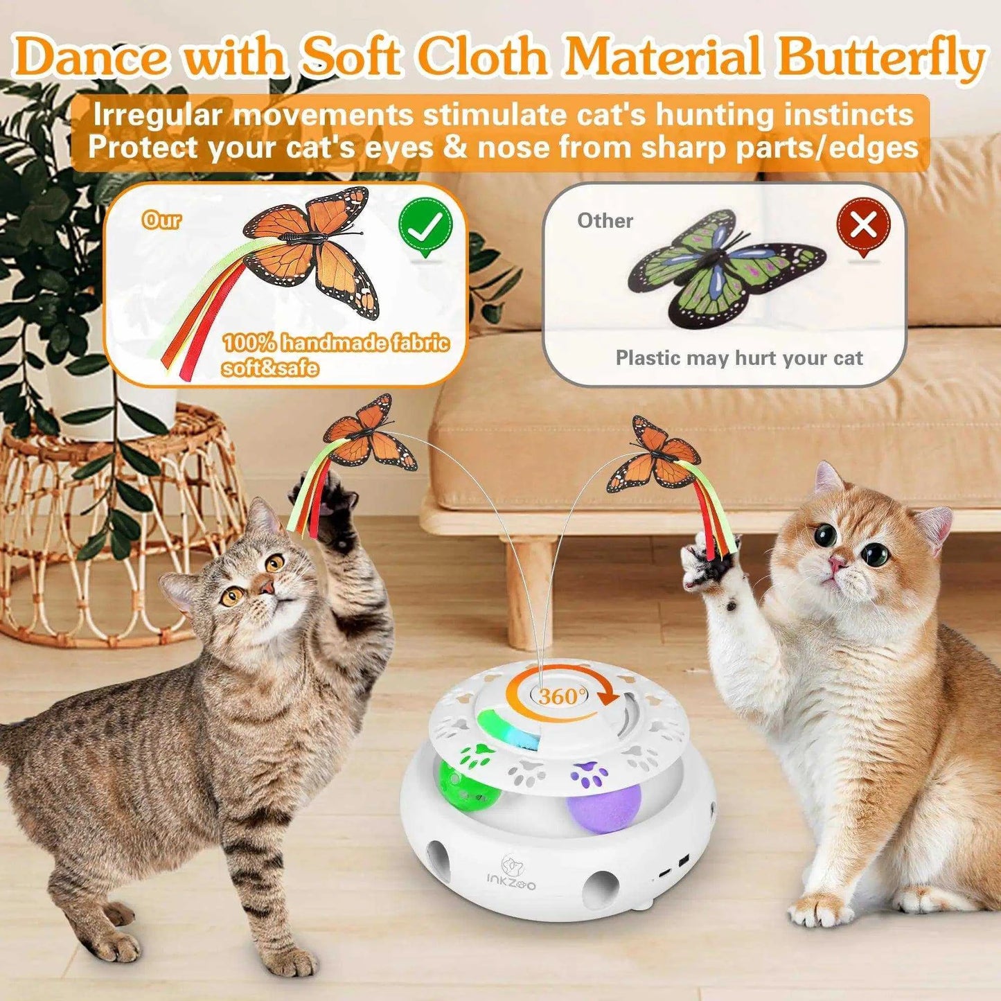 INKZOO 4-in-1 Interactive Cat Toy - Alexa Pet Shop