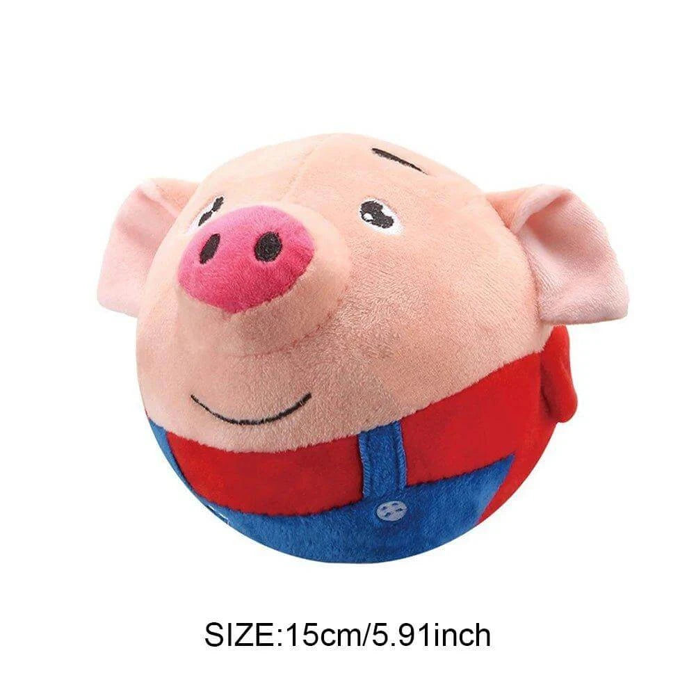 BounceBuddies plush toy for dogs and cats shaped like a pig, 15cm soft and durable, perfect for interactive play and training.