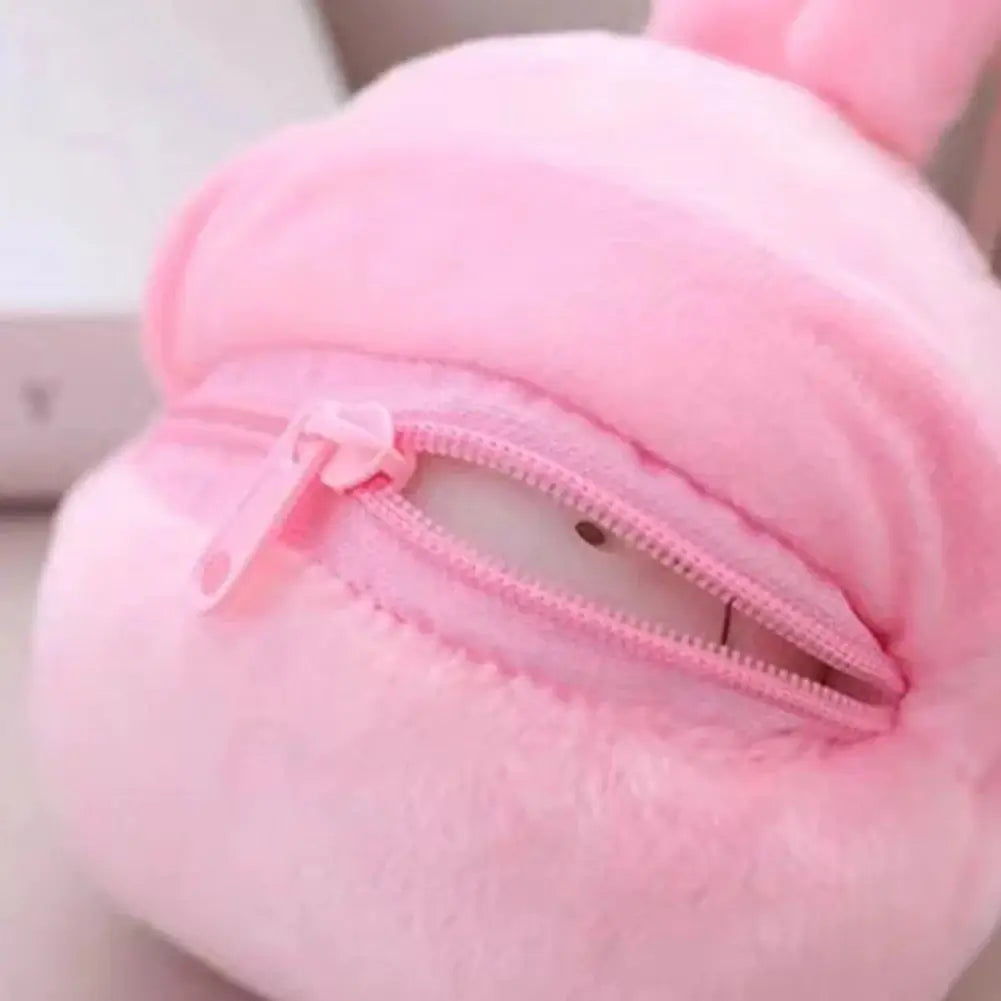 BounceBuddies Plush Toy in soft pink fleece with a zipper, perfect for interactive play and pet training.