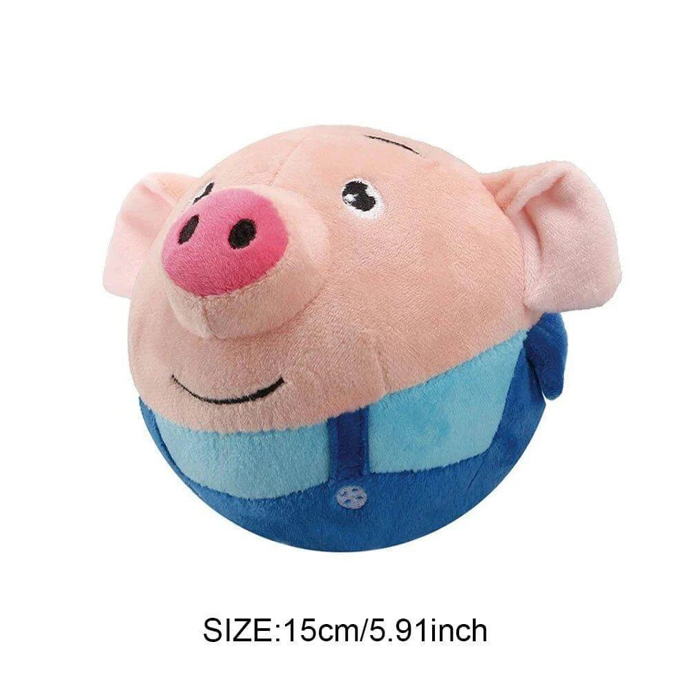 BounceBuddies interactive pig plush toy measuring 15cm, perfect for dogs and cats for fun and play.