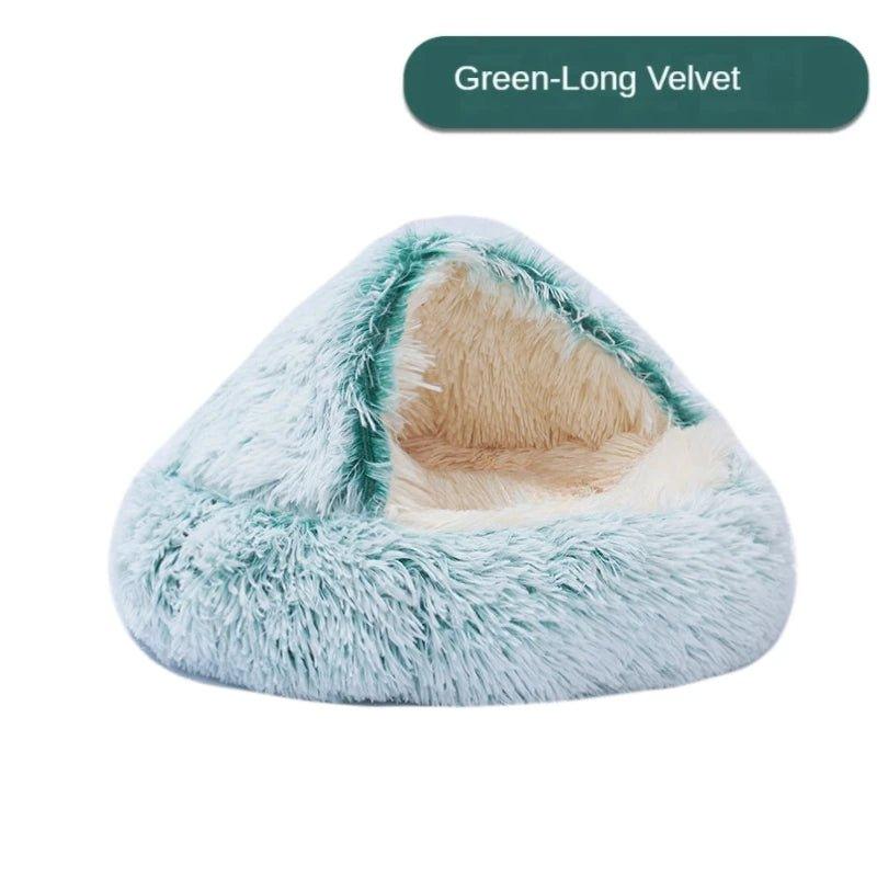 CatNap Pet Bed in green long velvet, a cozy and plush retreat for pets, designed for ultimate comfort and relaxation.