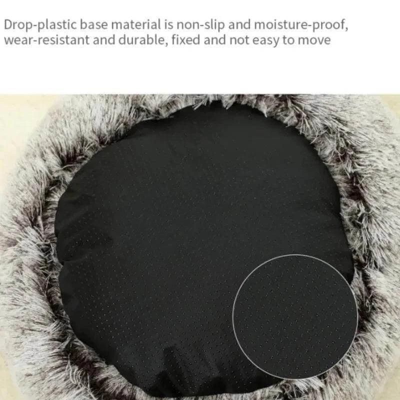 Close-up of the non-slip, moisture-proof base of the CatNap Pet Bed with plush rim for ultimate pet comfort.