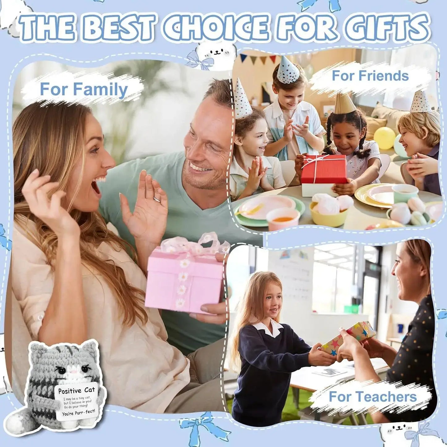 Celebrate special moments with joyful gift exchanges, featuring families, friends, and teachers enjoying thoughtful presents.