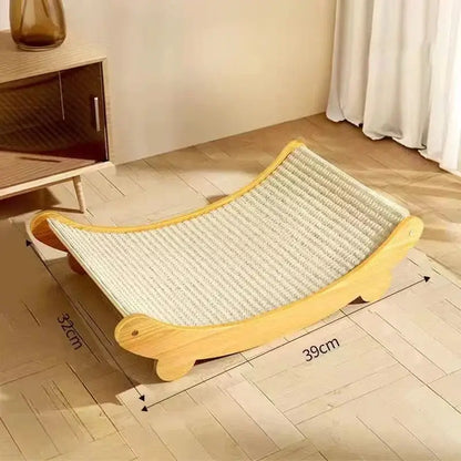 Wooden Cat Scratcher & Bed with sisal surface, ideal for scratching and sleeping, moisture-proof design, 39cm x 32cm.